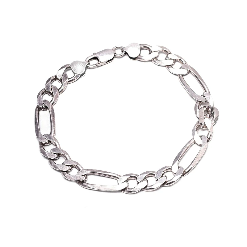 دستبند نقره مردانه مدل فیگارو پهن